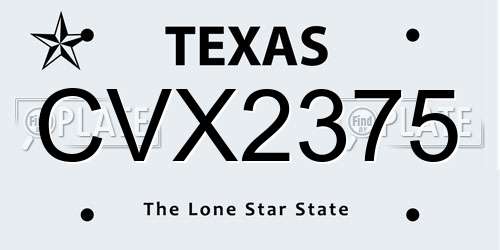 CVX2375 Texas License Plate