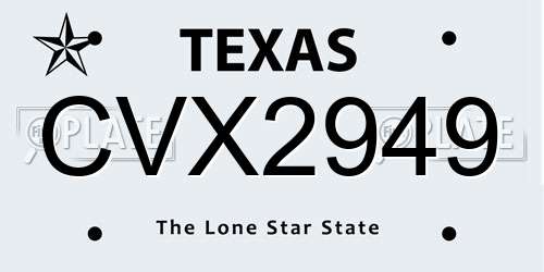CVX2949 Texas License Plate