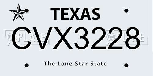CVX3228 Texas License Plate