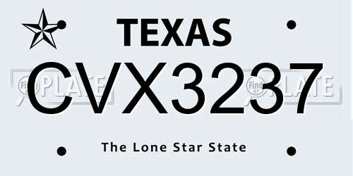 CVX3237 Texas License Plate