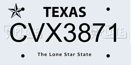 CVX3871 Texas License Plate
