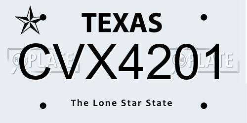 CVX4201 Texas License Plate