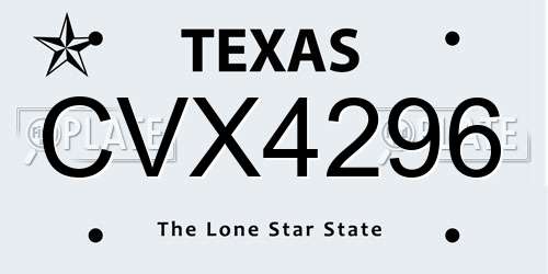 CVX4296 Texas License Plate
