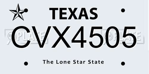 CVX4505 Texas License Plate