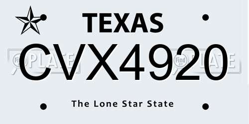 CVX4920 Texas License Plate