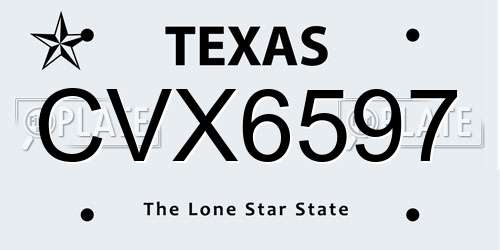 CVX6597 Texas License Plate