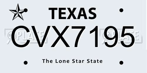 CVX7195 Texas License Plate