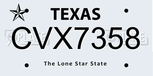 CVX7358 Texas License Plate