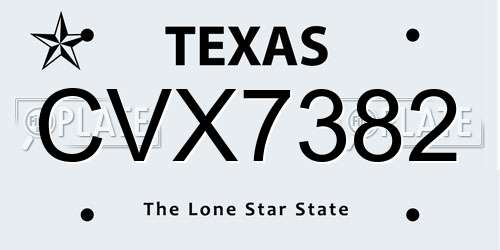 CVX7382 Texas License Plate
