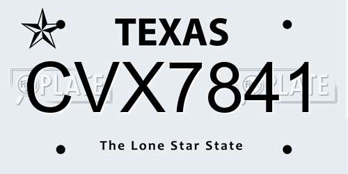 CVX7841 Texas License Plate