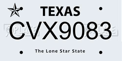 CVX9083 Texas License Plate