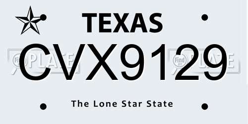 CVX9129 Texas License Plate