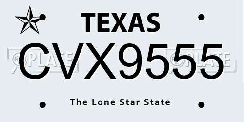 CVX9555 Texas License Plate