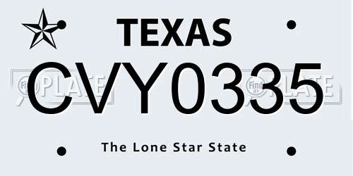 CVY0335 Texas License Plate