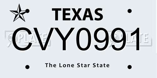 CVY0991 Texas License Plate