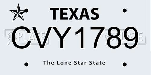 CVY1789 Texas License Plate