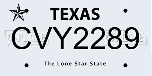 CVY2289 Texas License Plate