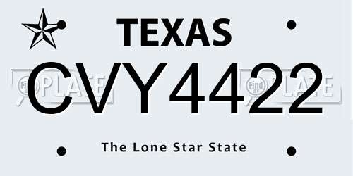 CVY4422 Texas License Plate