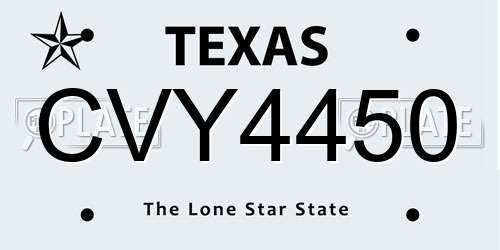 CVY4450 Texas License Plate