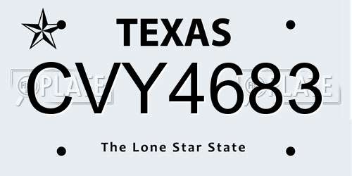 CVY4683 Texas License Plate
