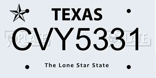 CVY5331 Texas License Plate