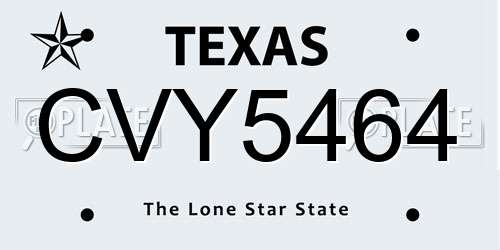 CVY5464 Texas License Plate