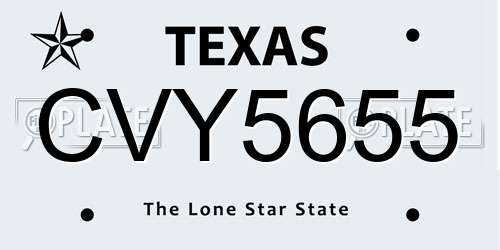 CVY5655 Texas License Plate