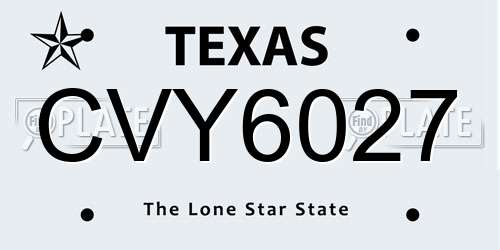 CVY6027 Texas License Plate