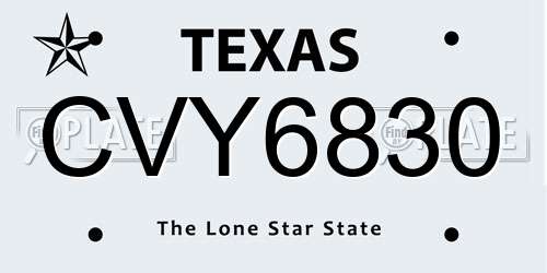 CVY6830 Texas License Plate