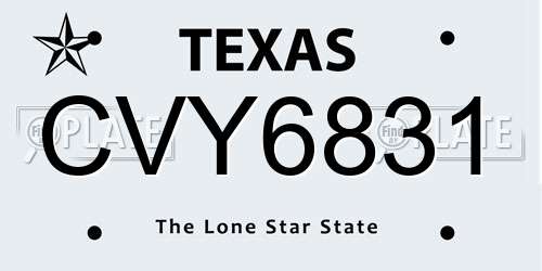 CVY6831 Texas License Plate