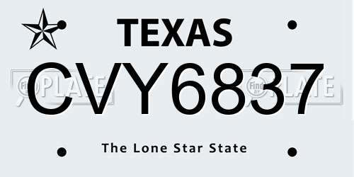 CVY6837 Texas License Plate