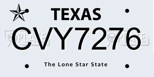 CVY7276 Texas License Plate