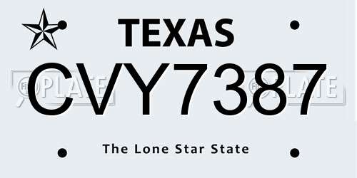 CVY7387 Texas License Plate