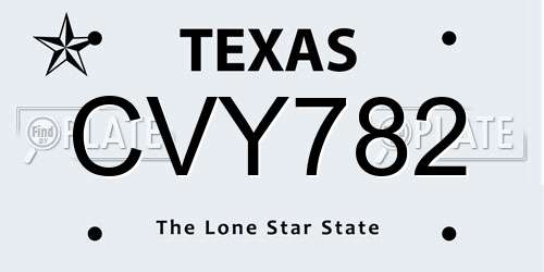 CVY782 Texas License Plate