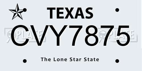 CVY7875 Texas License Plate