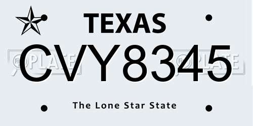 CVY8345 Texas License Plate
