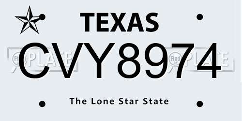 CVY8974 Texas License Plate