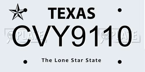 CVY9110 Texas License Plate