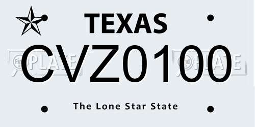 CVZ0100 Texas License Plate