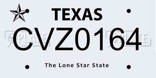 CVZ0164 Texas License Plate