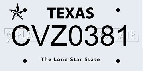 CVZ0381 Texas License Plate