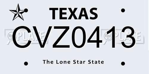 CVZ0413 Texas License Plate