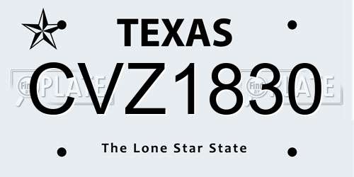 CVZ1830 Texas License Plate