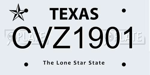 CVZ1901 Texas License Plate