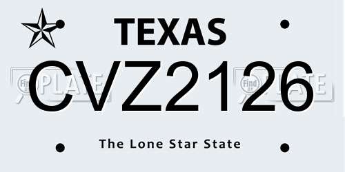 CVZ2126 Texas License Plate
