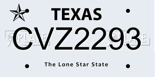 CVZ2293 Texas License Plate