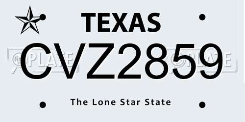 CVZ2859 Texas License Plate