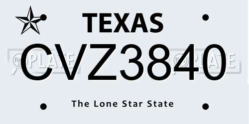 CVZ3840 Texas License Plate