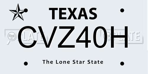 CVZ40H Texas License Plate