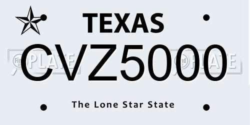 CVZ5000 Texas License Plate
